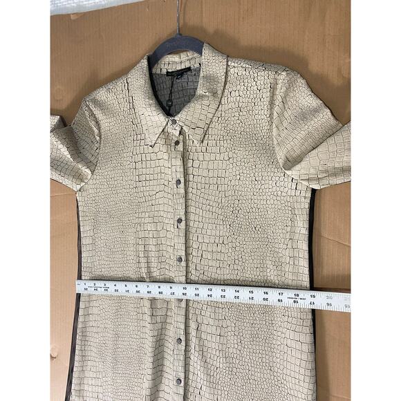 NWT ALBERTO MAKALI TOP SNAKE SKIN EMBOSSED BLOUSE SHIRT BUTTON UP TEXTURED MESH - Picture 15 of 16